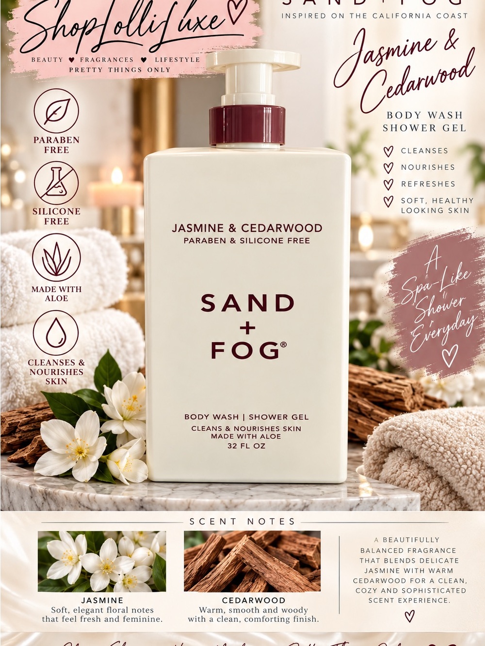 Jasmine & Cedarwood Body Wash – Cream